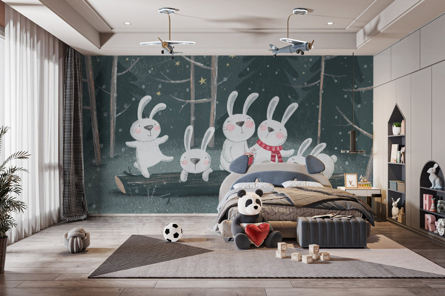 Winter Wonderland Rabbit Wallpaper Mural - Wallanza