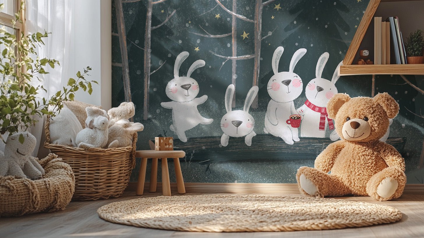 Winter Wonderland Rabbit Wallpaper Mural - Wallanza
