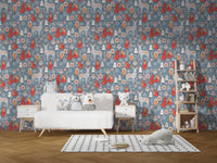 Winter wildlife wallpaper with foxes
