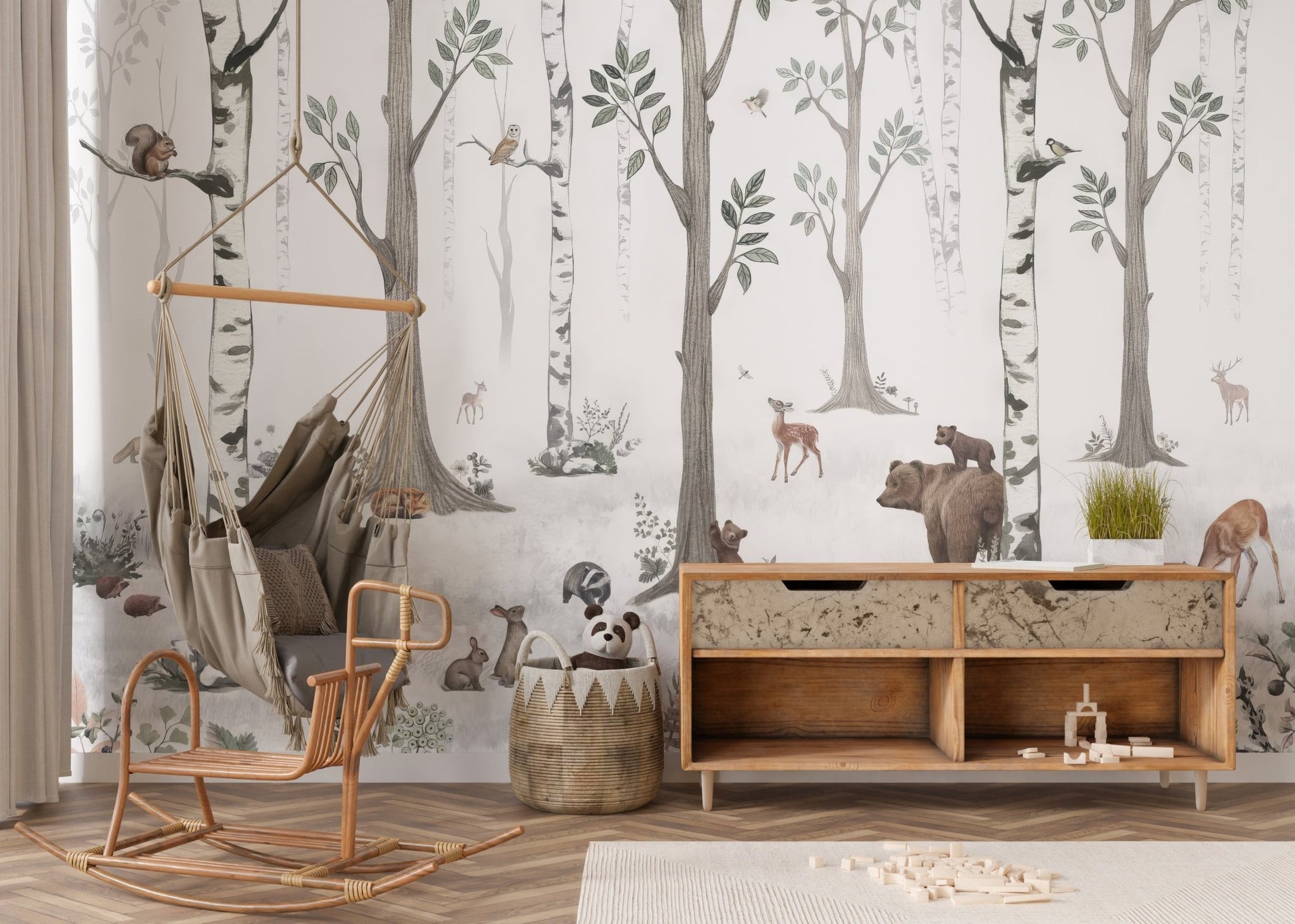 Woodland Creatures Wallpaper Mural - Wallanza