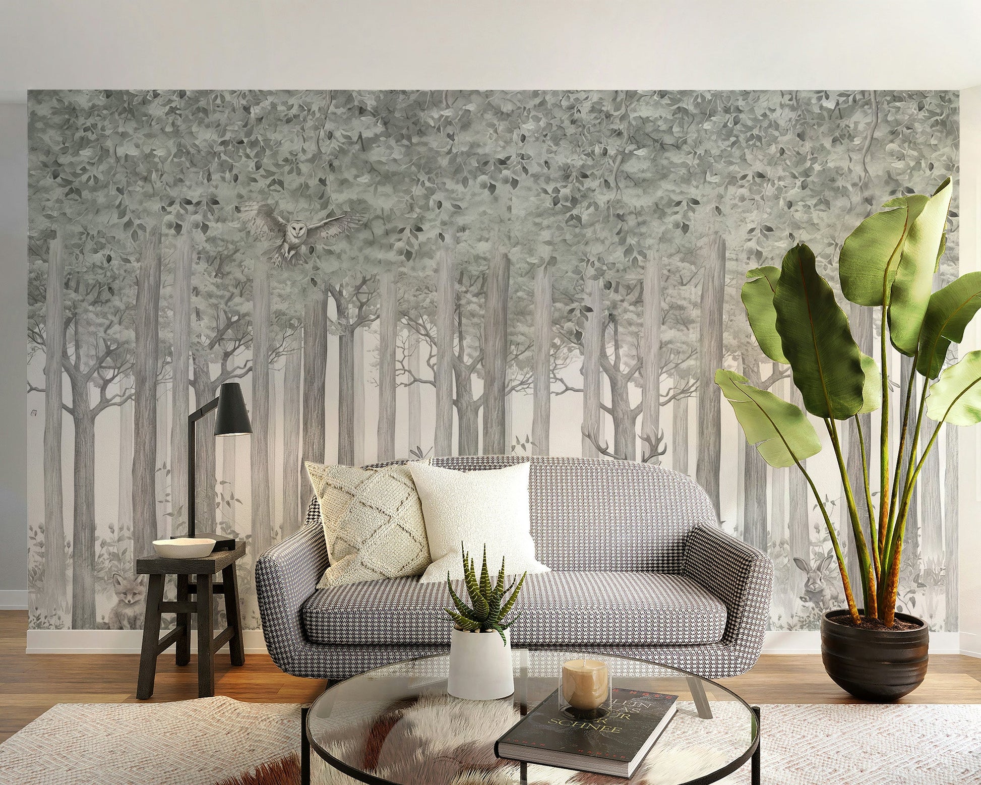 Woodland Deer Scene Wall Mural - Wallanza