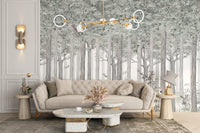 Woodland Deer Scene Wall Mural - Wallanza