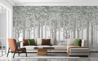 Woodland Deer Scene Wall Mural - Wallanza