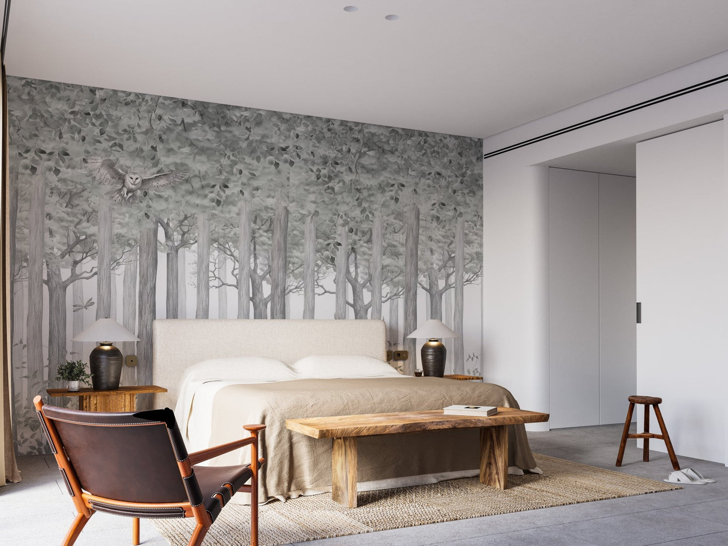 Woodland Deer Scene Wall Mural - Wallanza