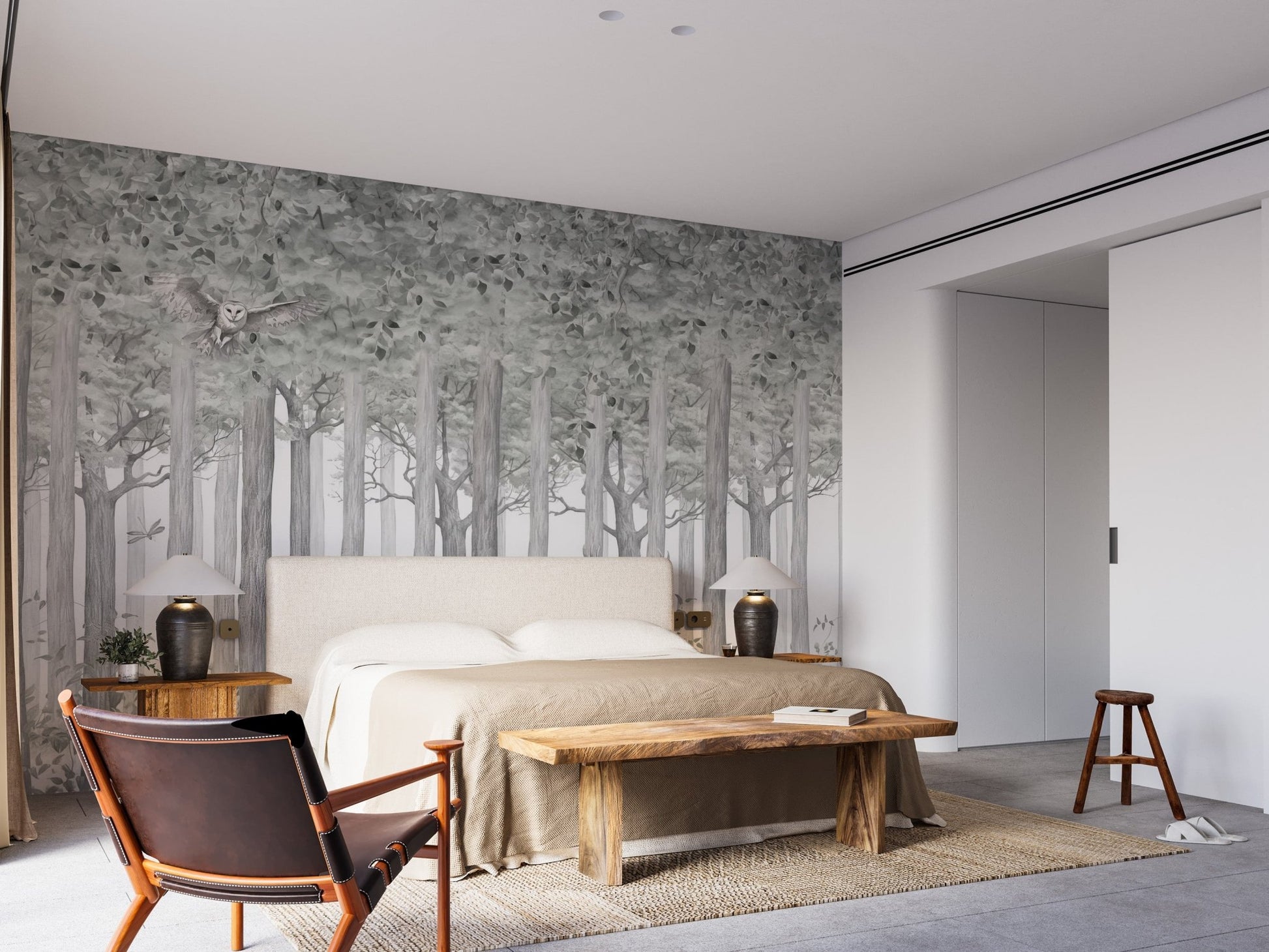 Woodland Deer Scene Wall Mural - Wallanza