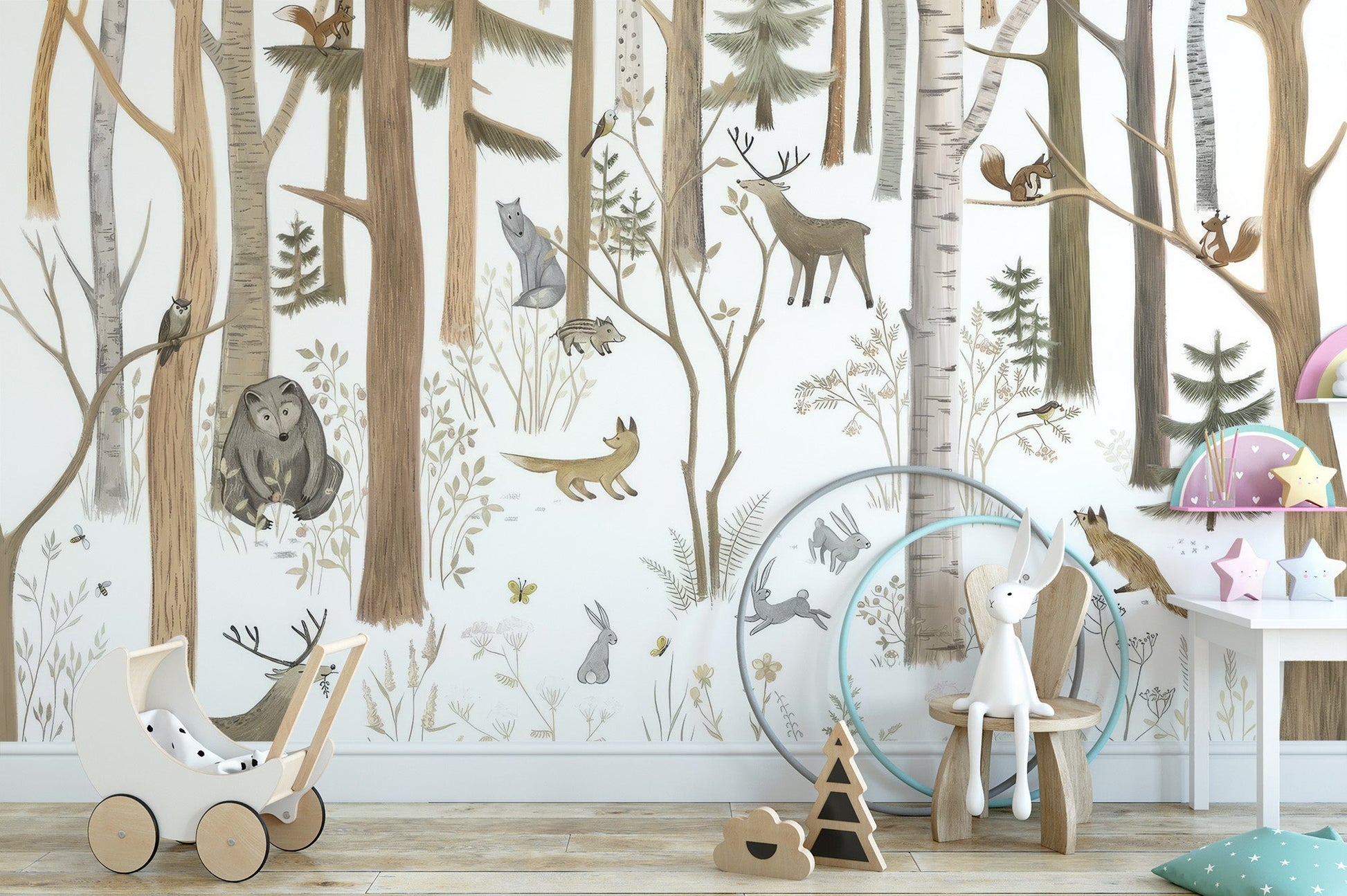 Woodland Forest Friends Wall Mural - Wallanza