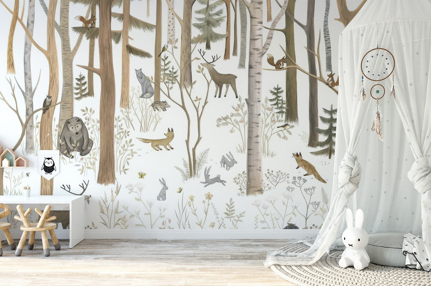 Woodland Forest Friends Wall Mural - Wallanza