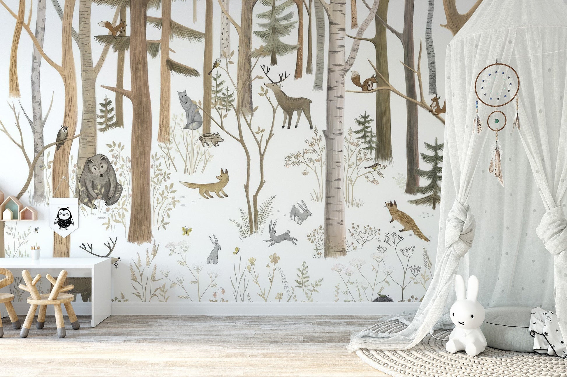Woodland Forest Friends Wall Mural - Wallanza