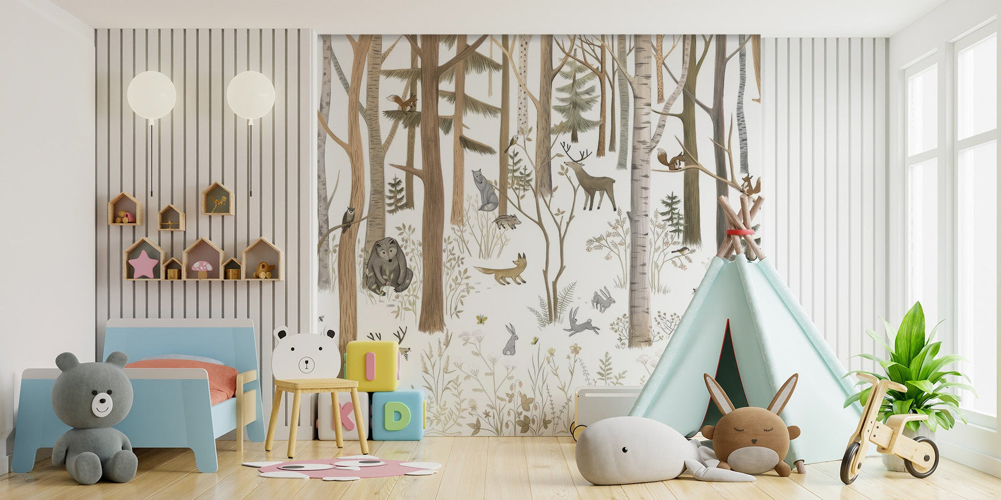 Woodland Forest Friends Wall Mural - Wallanza