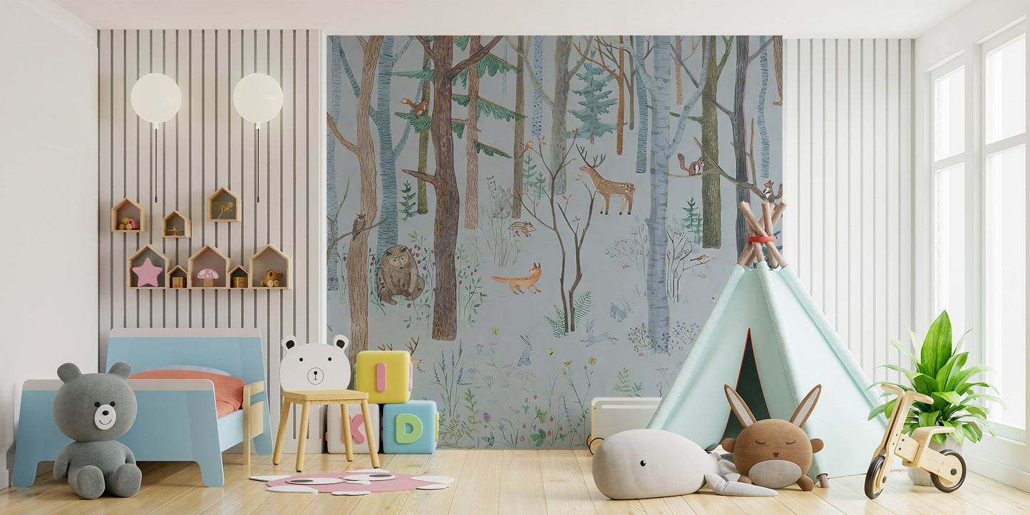 Woodland Wildlife Wallpaper Mural - Wallanza