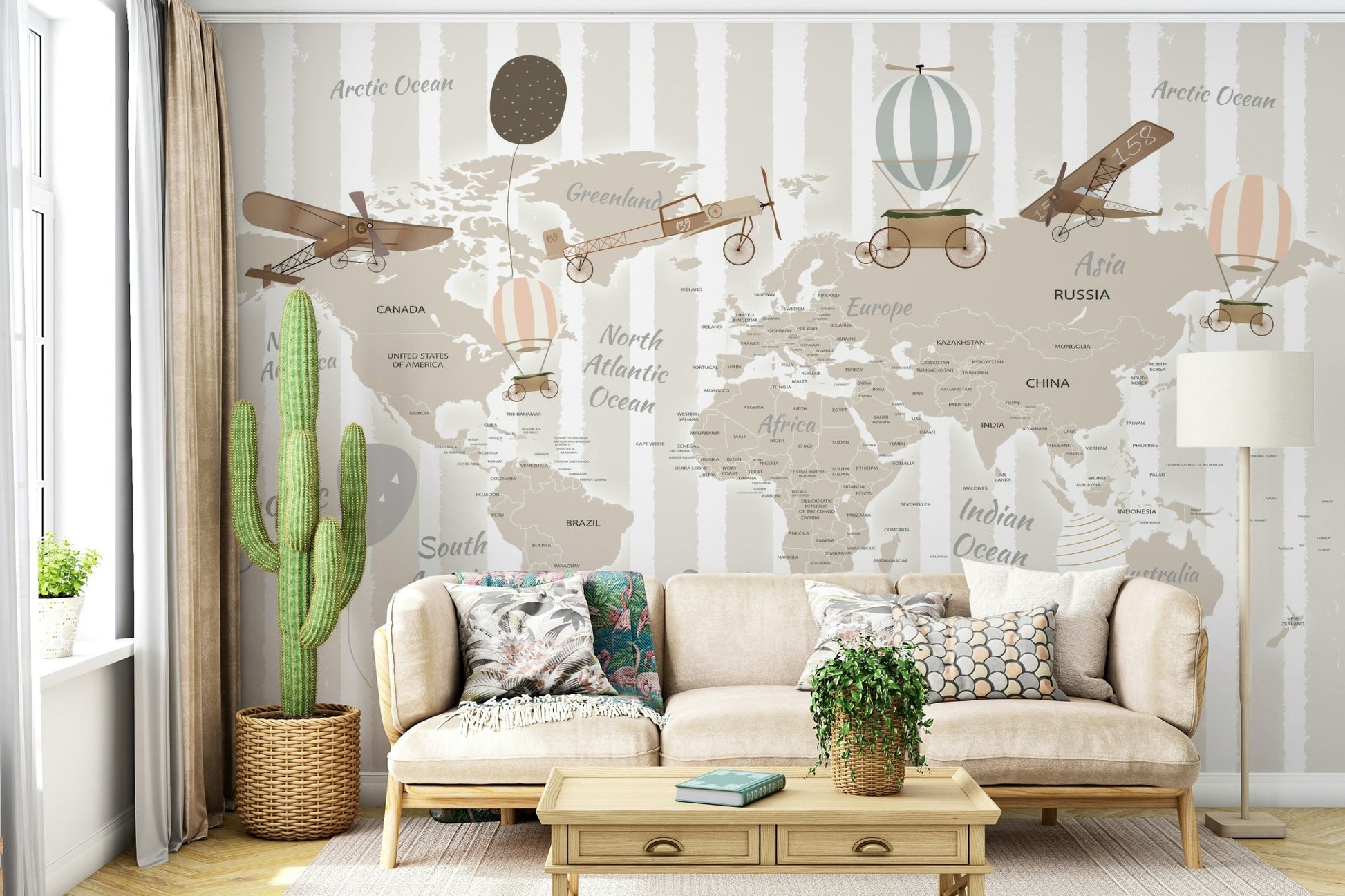 World Explorers Map Wall Mural - Wallanza