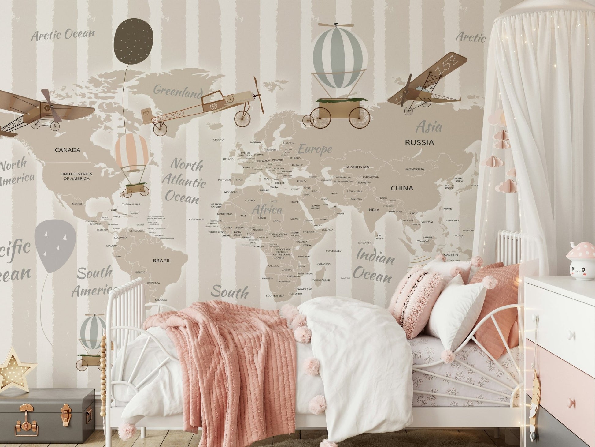 World Explorers Map Wall Mural - Wallanza