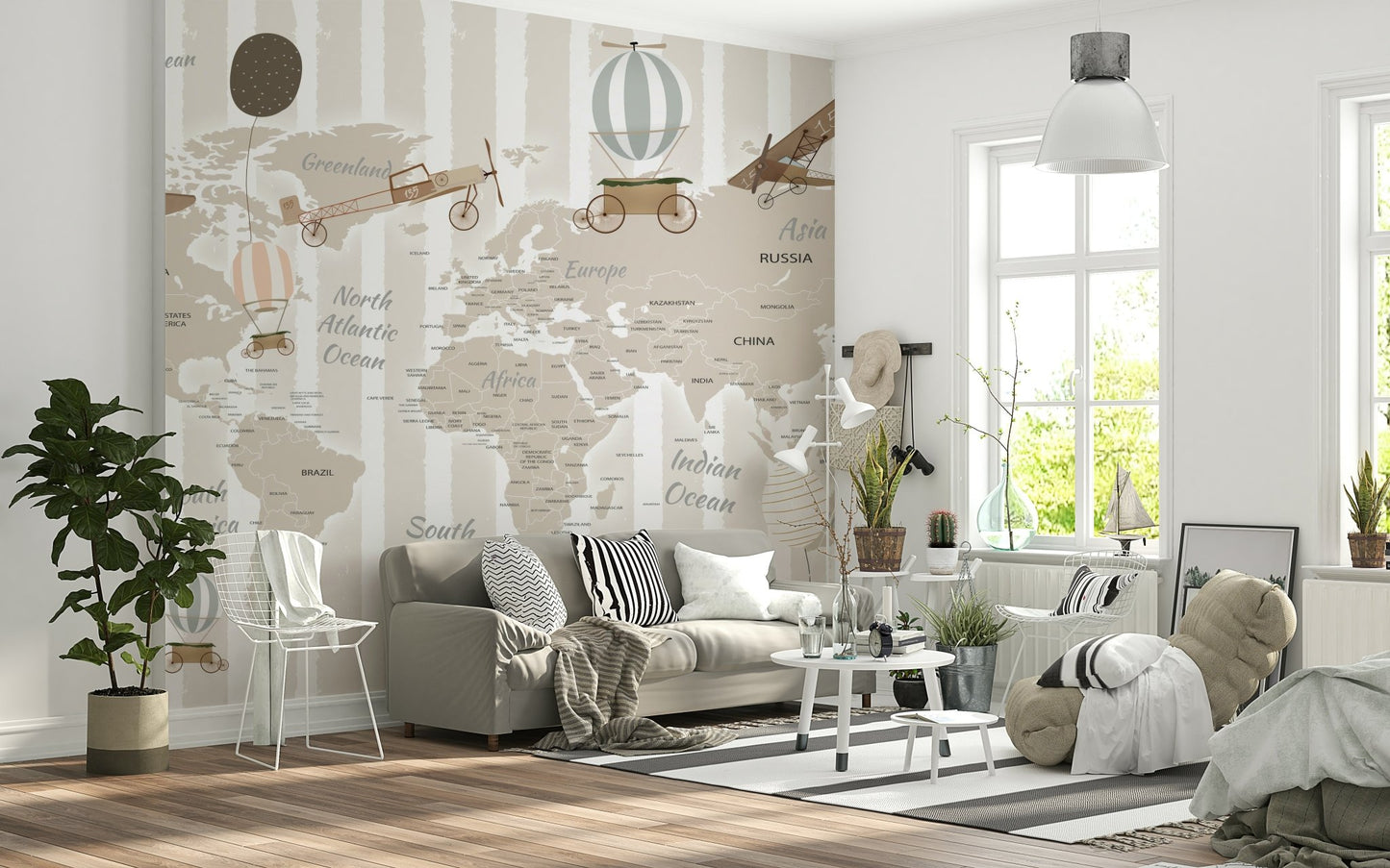 World Explorers Map Wall Mural - Wallanza