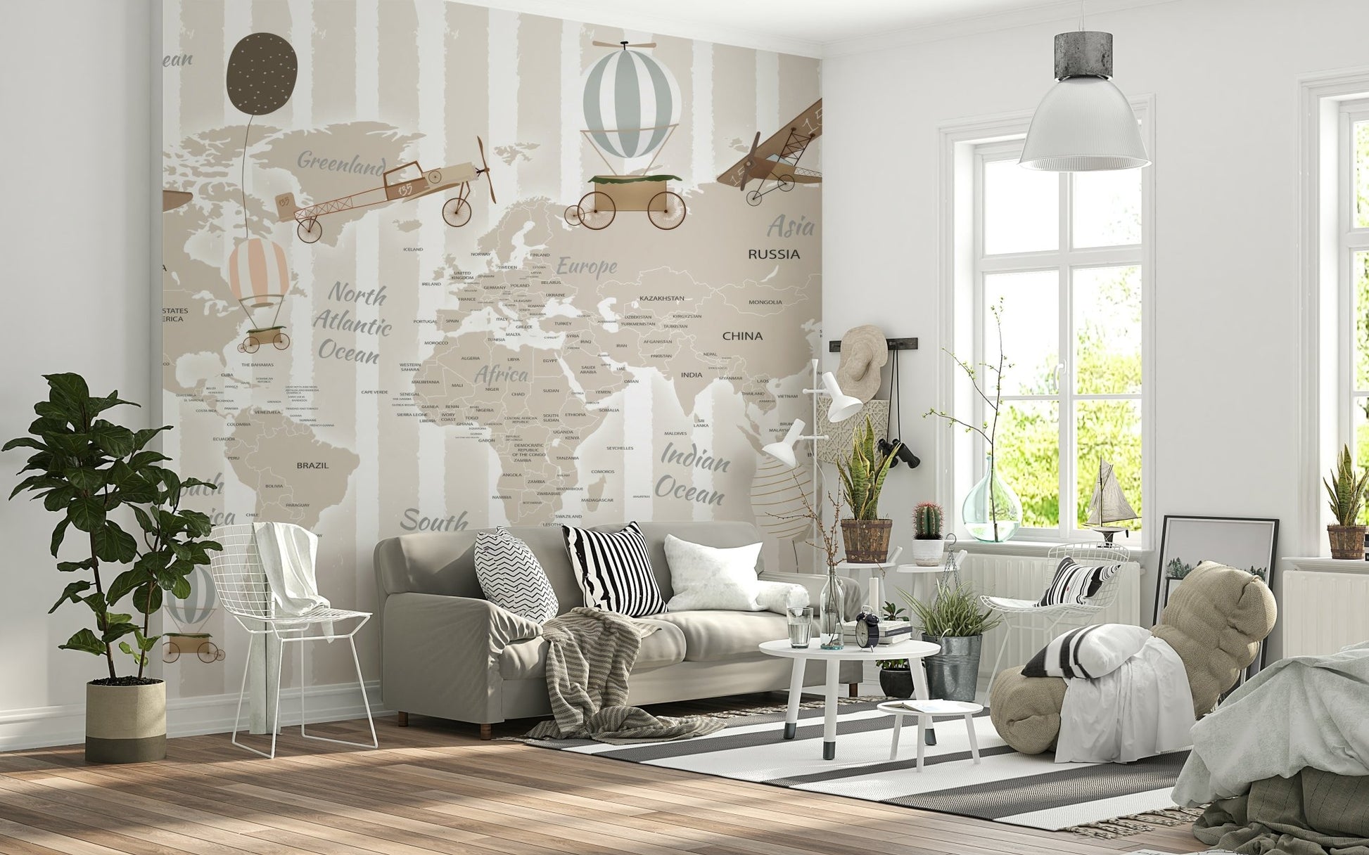 World Explorers Map Wall Mural - Wallanza