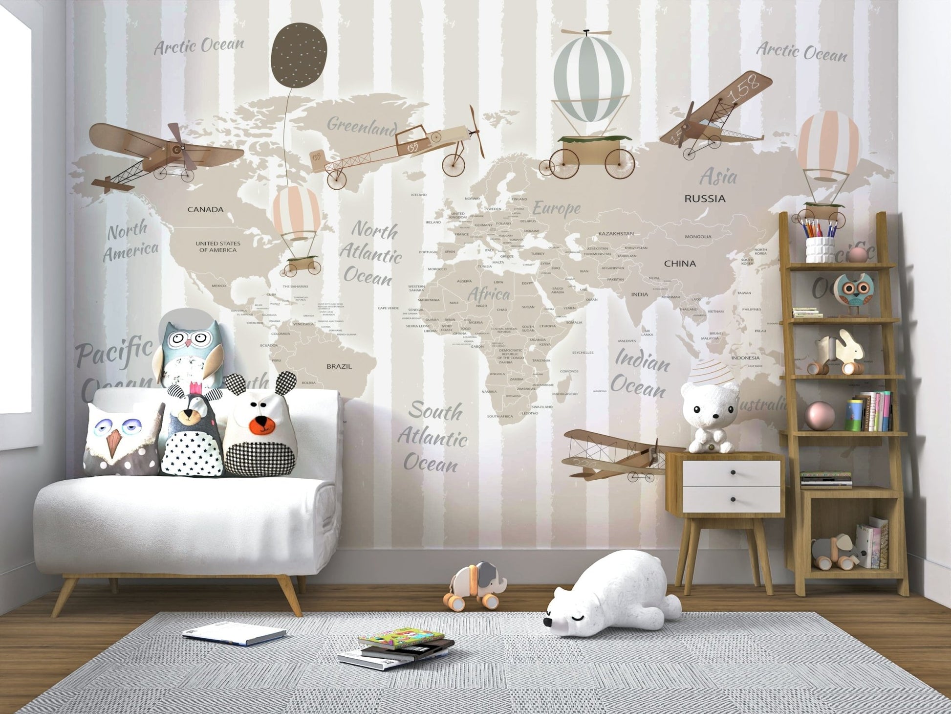 World Explorers Map Wall Mural - Wallanza