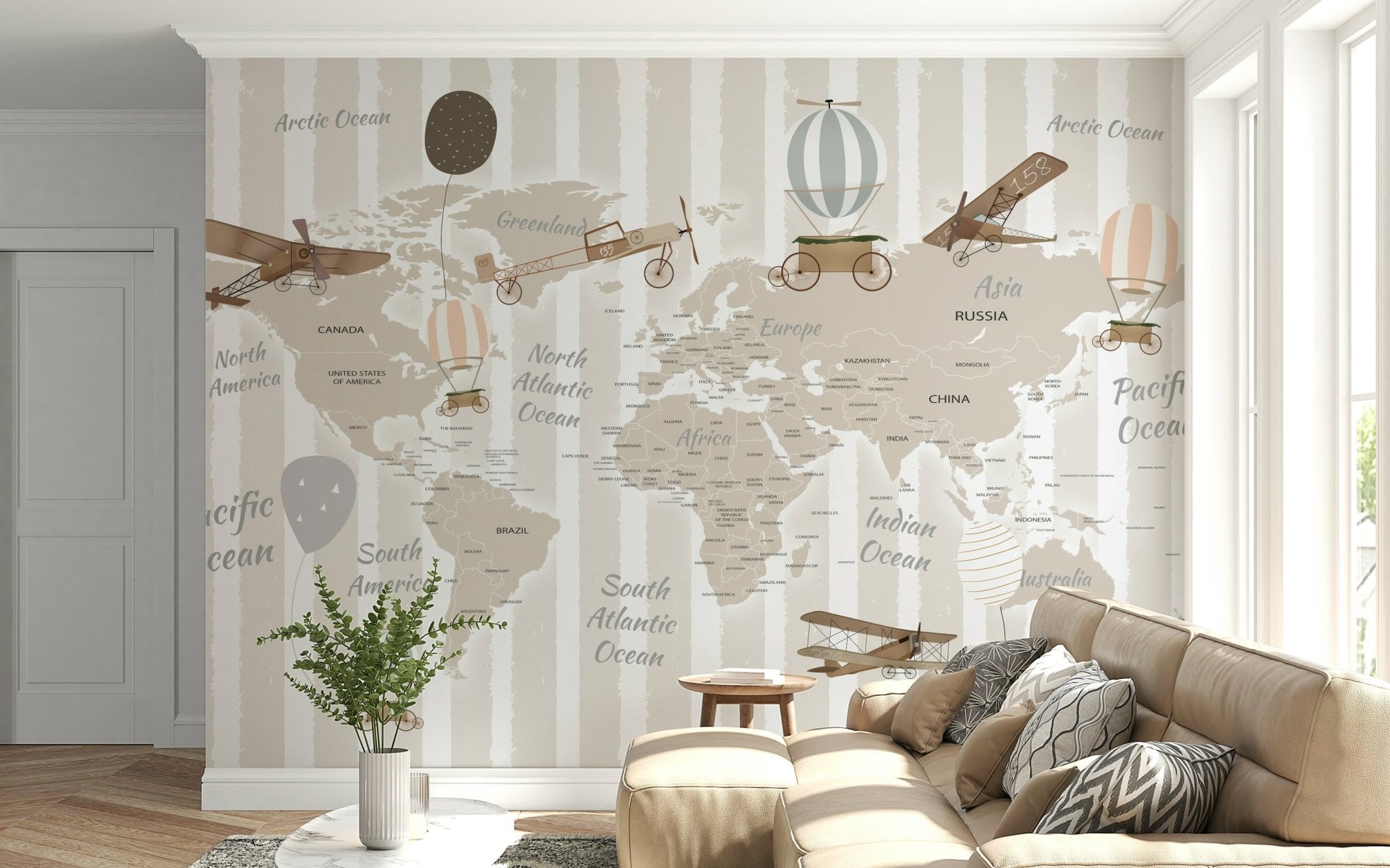 World Explorers Map Wall Mural - Wallanza