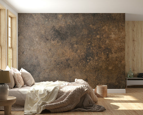 Bedroom distressed brown pattern full wall mural