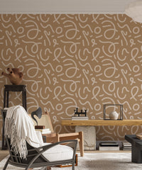 Minimalist wallpaper used in a home with a black chair