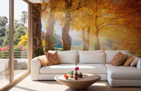 Yellow Autumn Forest mural for Living Room Walls