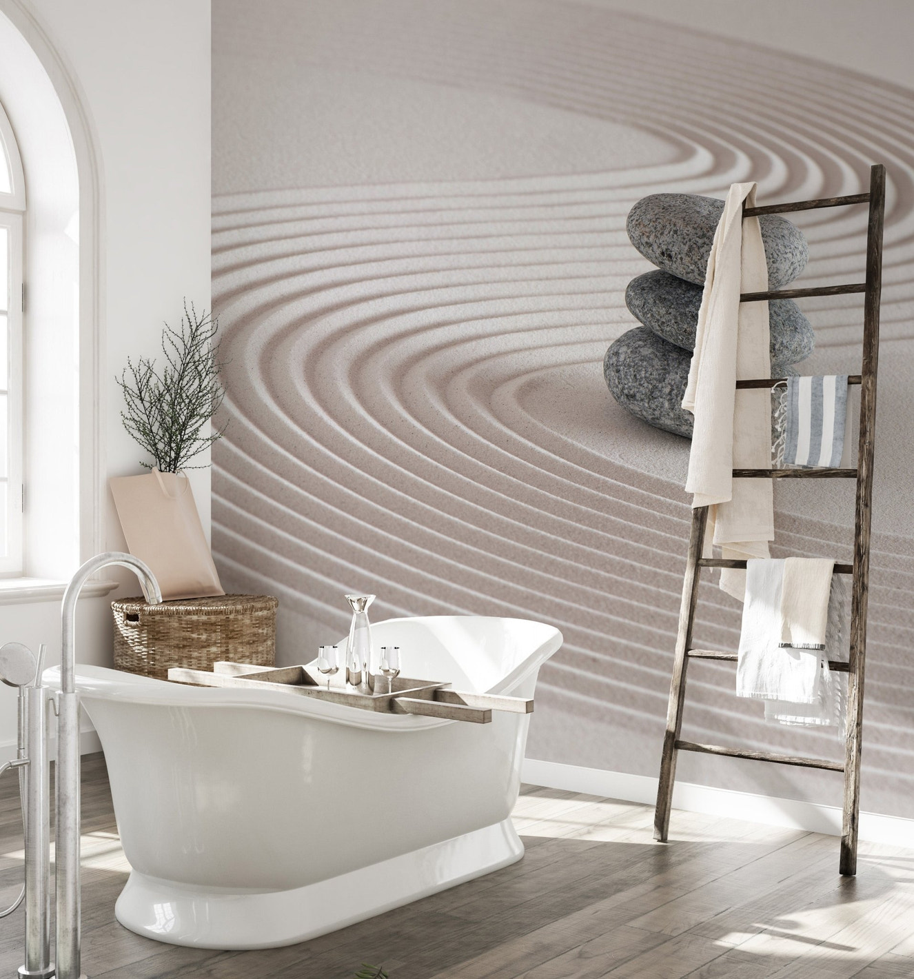 Serene Zen garden wallpaper for interiors

